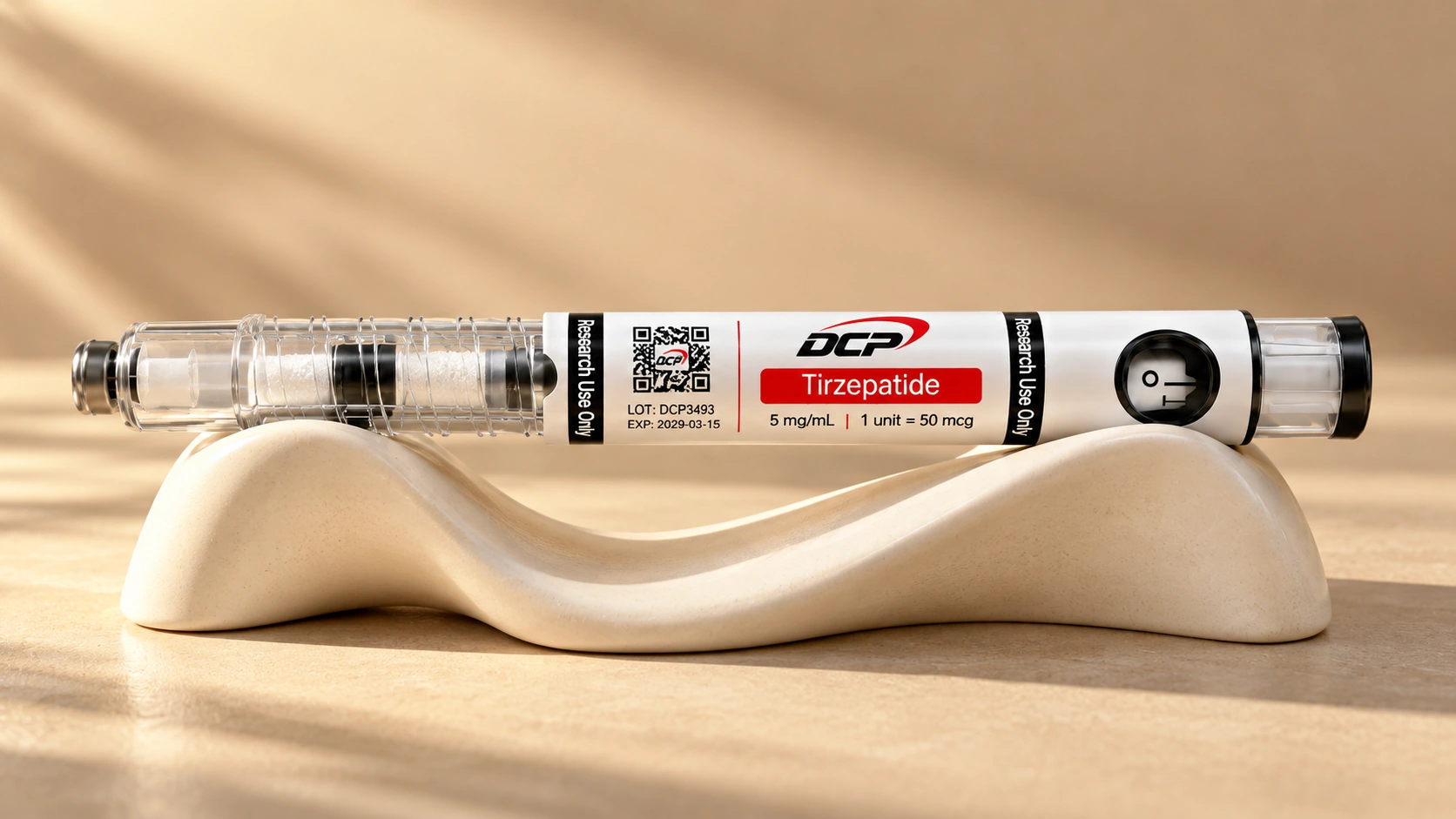Tirzepatide — Redaktionelle Produktinszenierung; kein Foto tatsächlicher Einrichtungen, Zubehörteile oder Testergebnisse.
